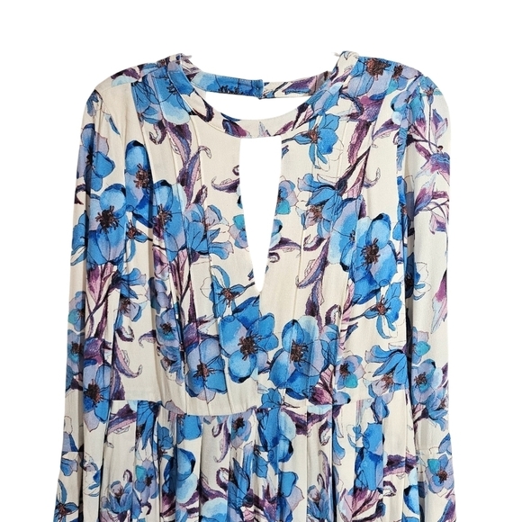 Free People Blue & Purple Floral "Tegan" Boho Dress - Picture 4 of 8